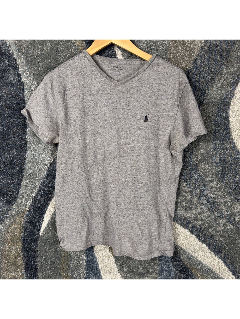 Polo Ralph Lauren V-Neck T-Shirt Mens S Heather Grey Pony